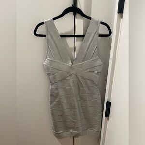 Herve Leger Silver Bandage Dress size M
